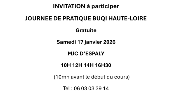Une journée de pratique gratuite avec buqi Haute-Loire le samedi 17 janvier, MJC d&rsquo;Espaly
